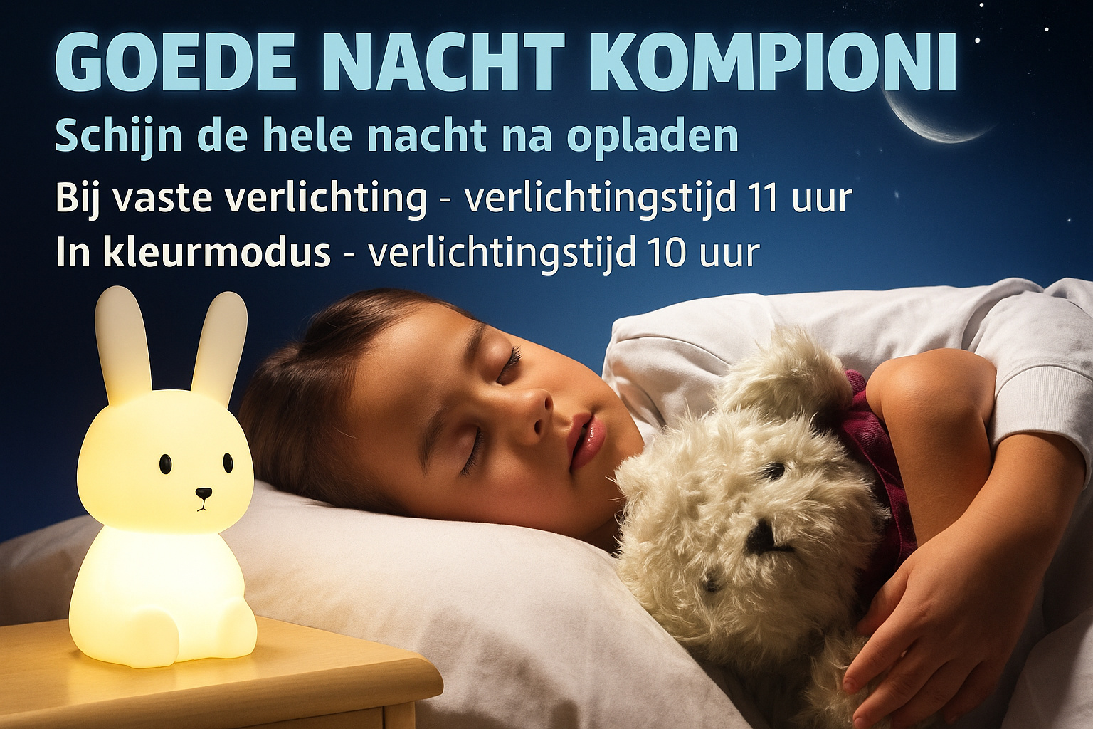🐰 Lief Konijntje Nachtlamp – Zacht licht voor een veilige nachtrust 🐰