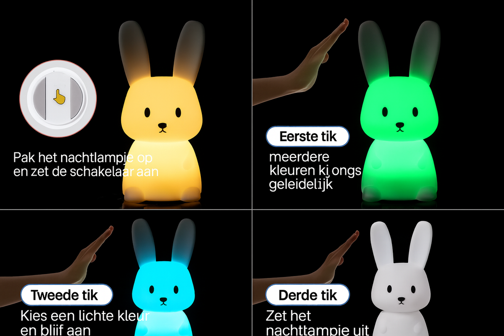 Lief Konijntje Nachtlamp – Zacht licht voor een veilige nachtrust