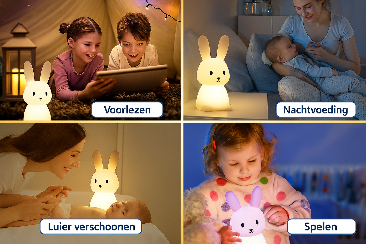 🐰 Lief Konijntje Nachtlamp – Zacht licht voor een veilige nachtrust 🐰