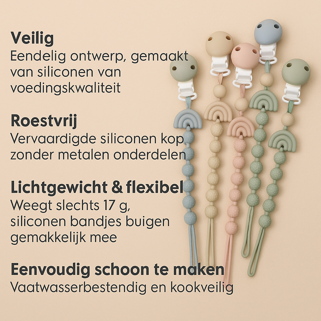 Siliconen Speenketting met Regenboog – BPA-vrij & Super Schattig