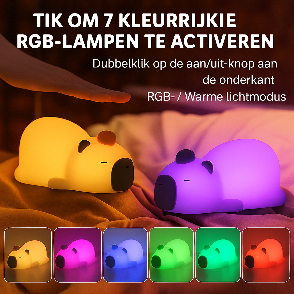 Siliconen LED Nachtlampje – Capybara & Vriendjes