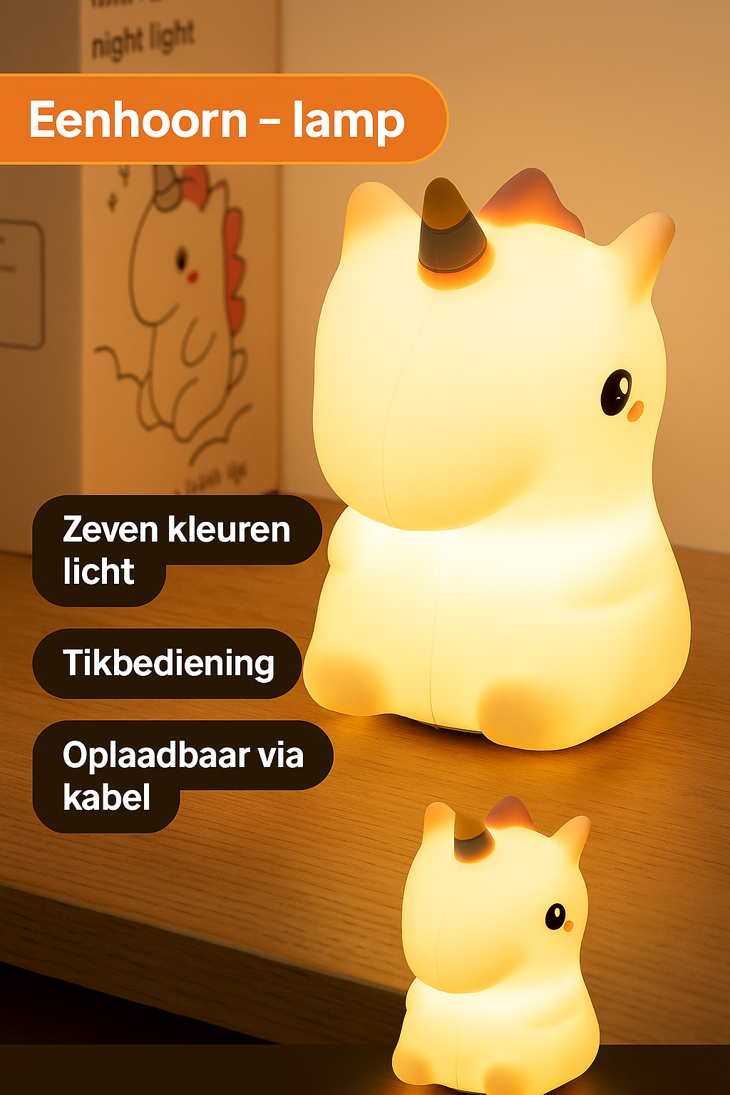 Schattige Eenhoorn Nachtlamp – Magische verlichting voor de kinderkamer