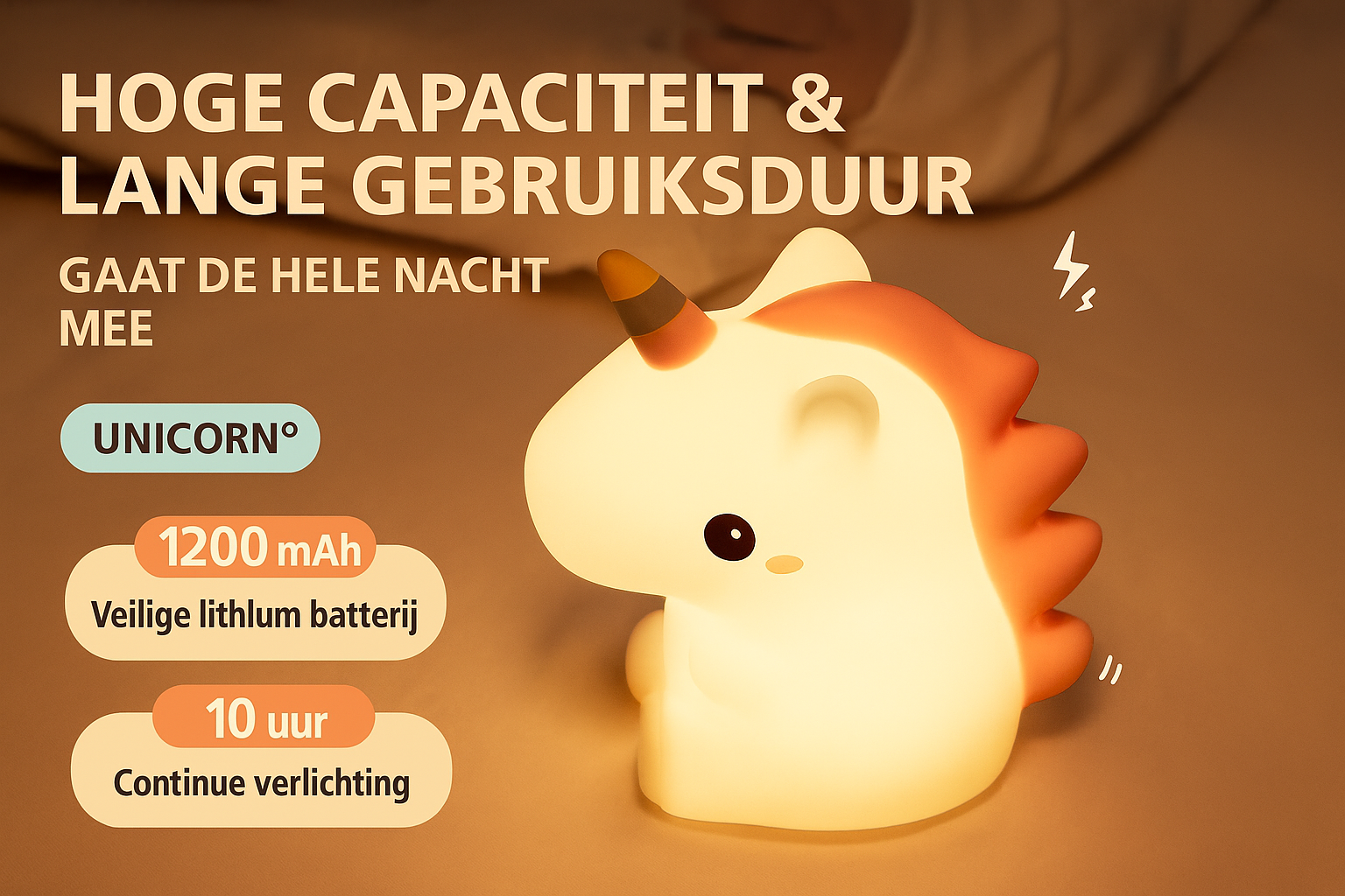 🦄 Schattige Eenhoorn Nachtlamp – Magische verlichting voor de kinderkamer 🦄
