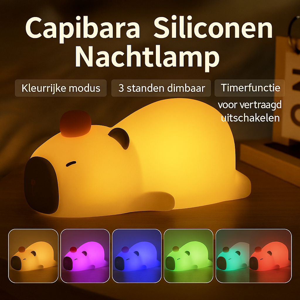 Siliconen LED Nachtlampje – Capybara & Vriendjes
