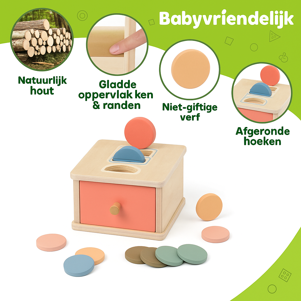 Montessori Houten Speelbox – Educatief Vormenspel & Fijne Motoriek