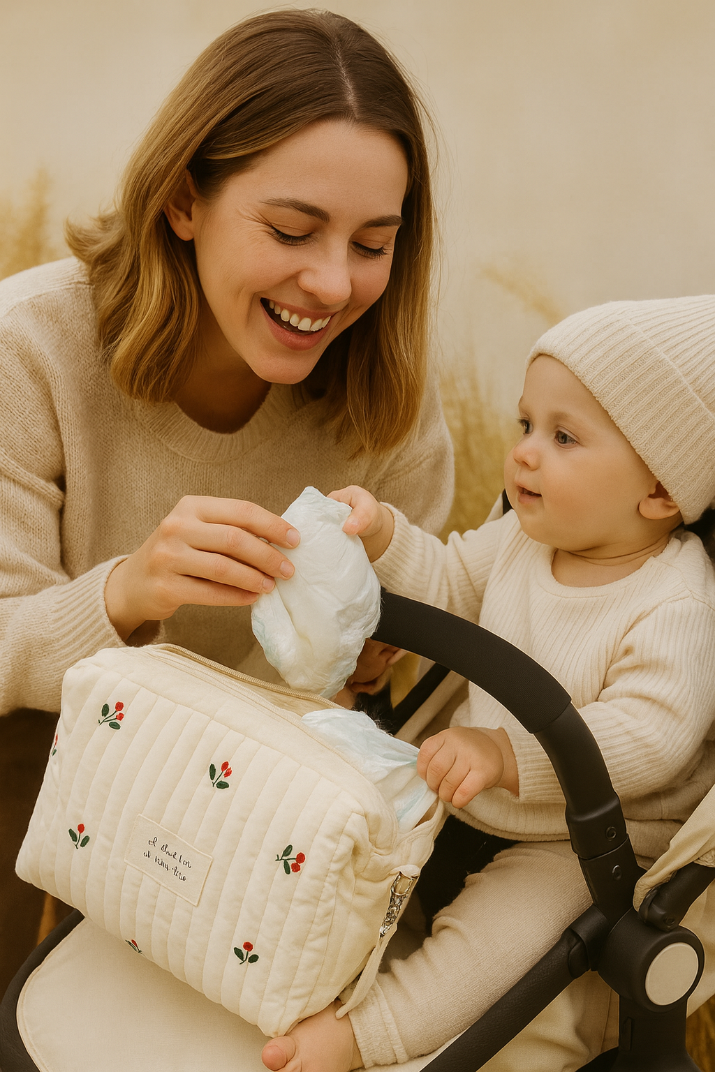 Gewatteerde Kinderwagen Organizer – Baby Caddy &  Mama Tas