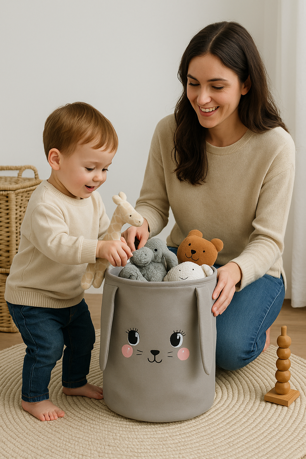🐾 Cartoon Opbergmand – Ruimte én vrolijkheid in de kinderkamer