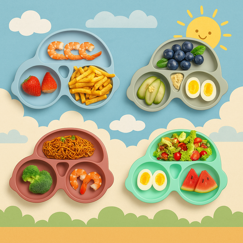 Baby veilige Siliconen Eetplaat – Met Sterke Zuignap & Vrolijk Design