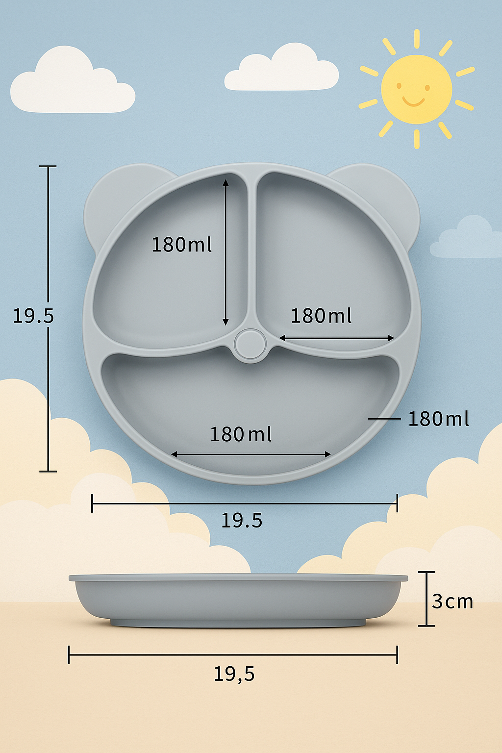 Baby veilige Siliconen Eetplaat – Met Sterke Zuignap & Vrolijk Design