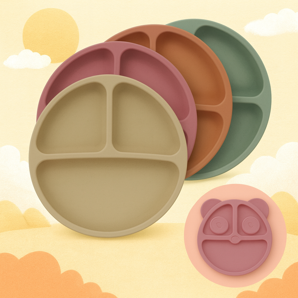 Baby veilige Siliconen Eetplaat – Met Sterke Zuignap & Vrolijk Design
