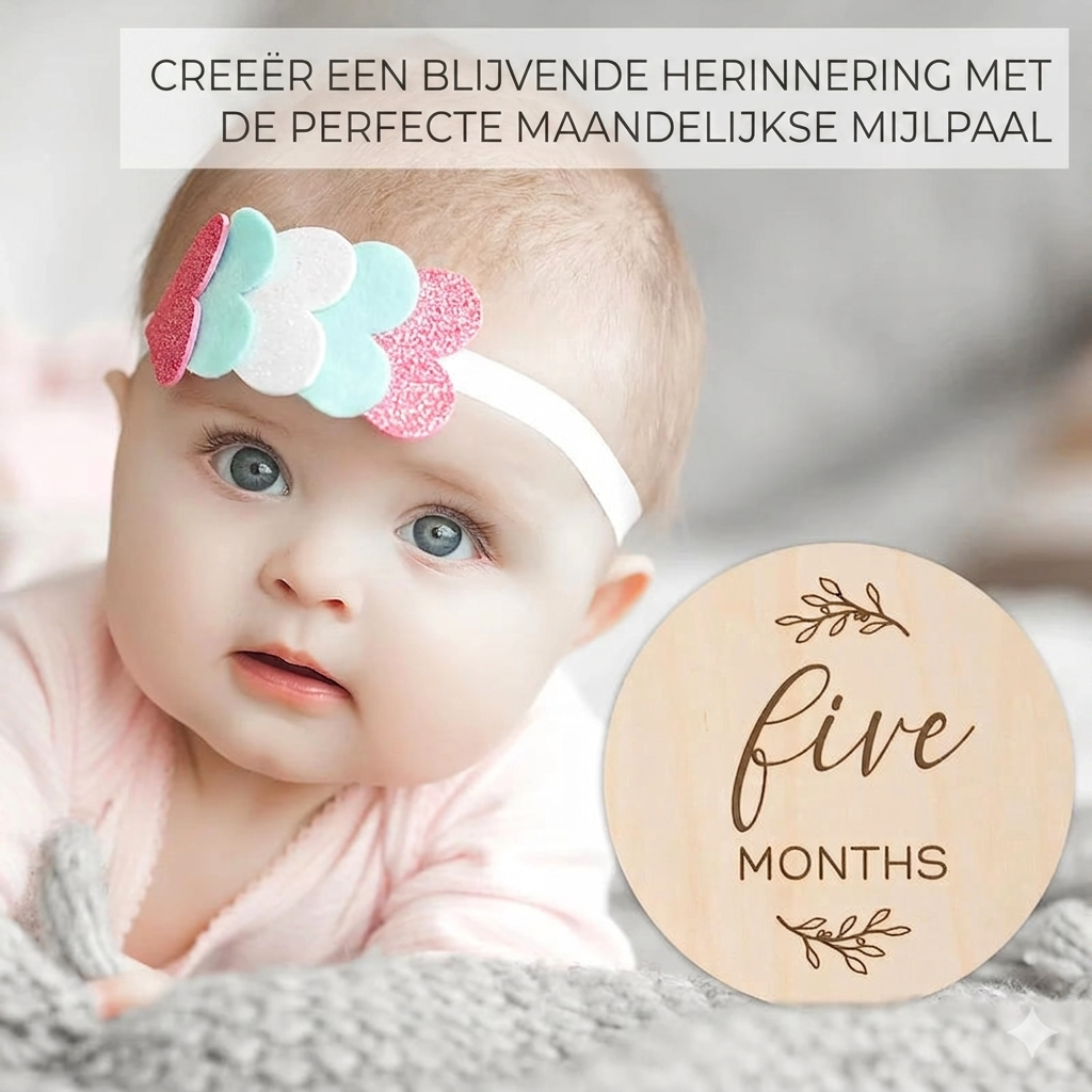 Baby Mijlpaal Kaarten Set – Houten Fotokaarten voor Onvergetelijke Eerste Momenten