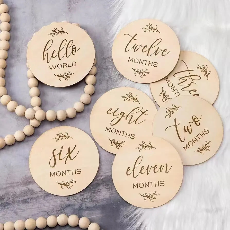 Baby Mijlpaal Kaarten Set – Houten Fotokaarten voor Onvergetelijke Eerste Momenten