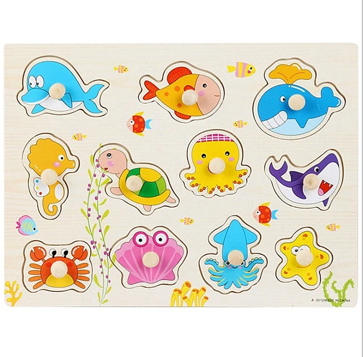 Montessori Houten Dierenpuzzel – Educatief Speelgoed met Handgrepen (30 cm)