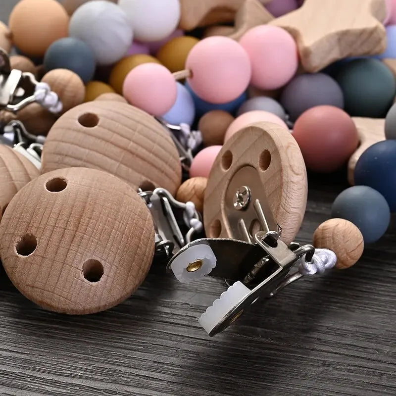 Speenketting ‘Color Pop’ – Hout &amp;amp; Siliconen Met Sterdetail