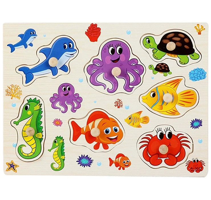 Montessori Houten Dierenpuzzel – Educatief Speelgoed met Handgrepen (30 cm)