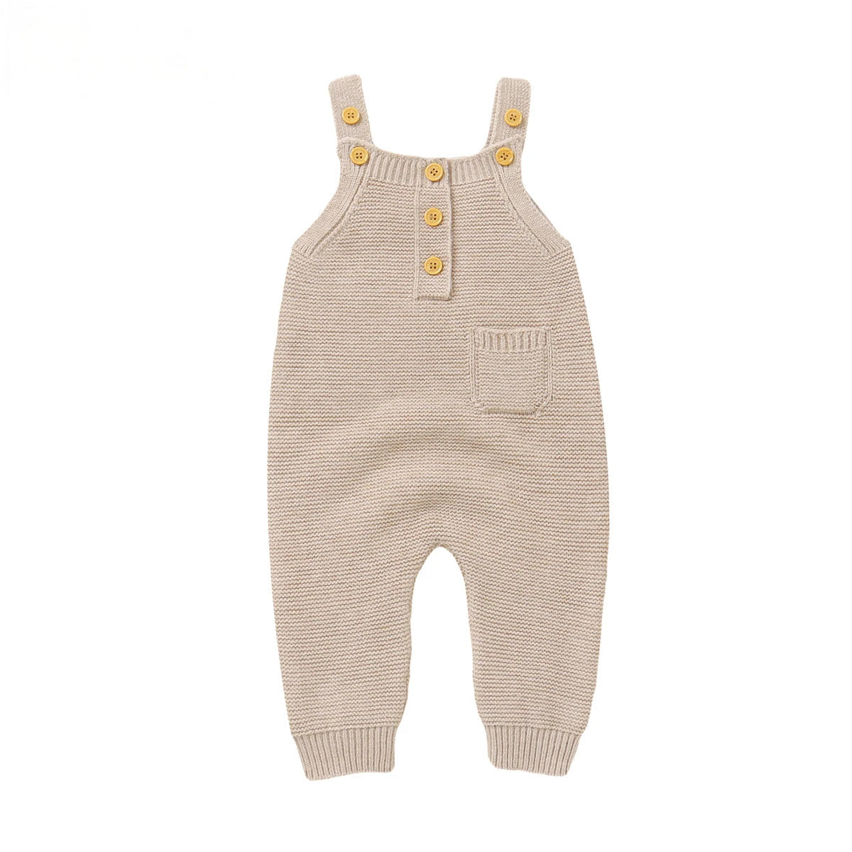Gebreide Baby Overal – Mouwloze Jumpsuit met Knoopjes