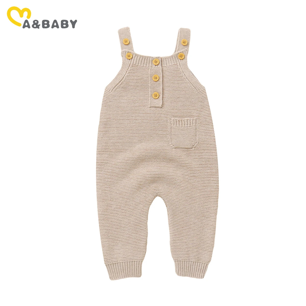 Gebreide Baby Overal – Mouwloze Jumpsuit met Knoopjes