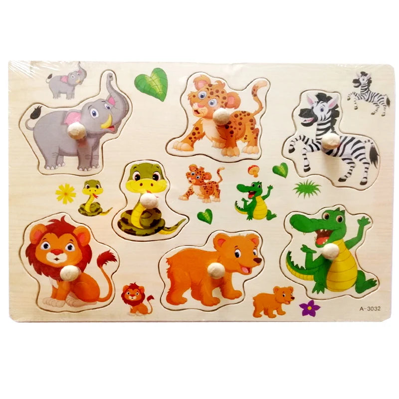 Montessori Houten Dierenpuzzel – Educatief Speelgoed met Handgrepen (30 cm)