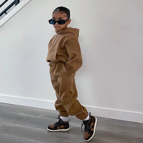 2-delig Warm Fleece Trainingspak – Hoodie & Broek Set voor Peuters (