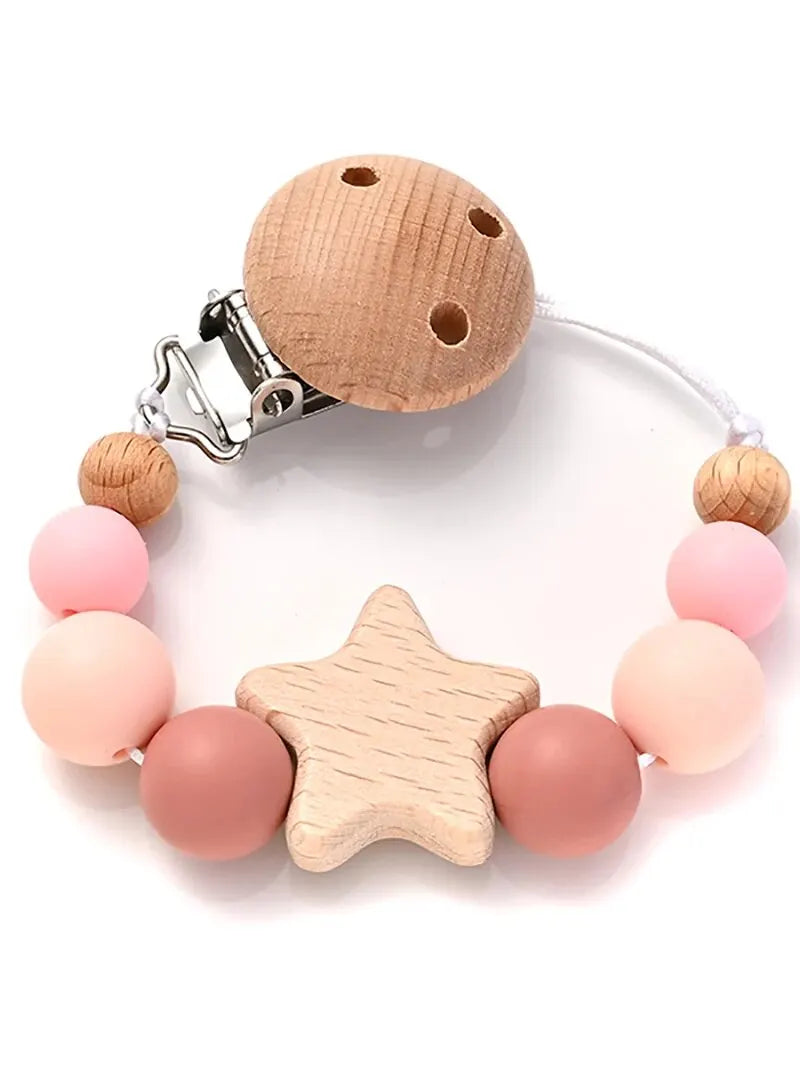 Speenketting ‘Color Pop’ – Hout &amp;amp; Siliconen Met Sterdetail