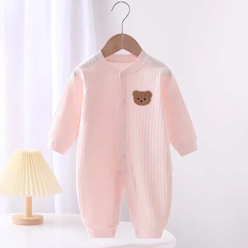 Loungewear Baby Romper – 100% Katoen met Beertjespatch
