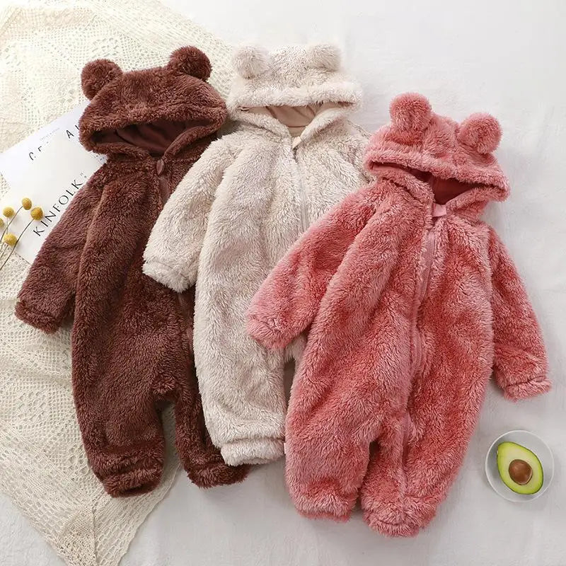 Warme Beren Onesie – Pluche Baby- &  Peuteroverall met Oortjes