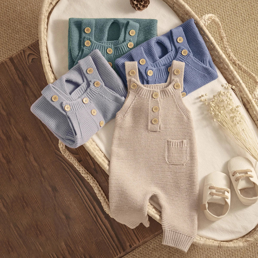 Gebreide Baby Overal – Mouwloze Jumpsuit met Knoopjes