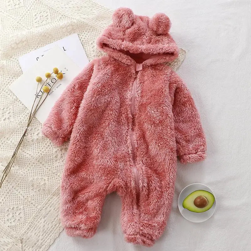 Warme Beren Onesie – Pluche Baby- &  Peuteroverall met Oortjes