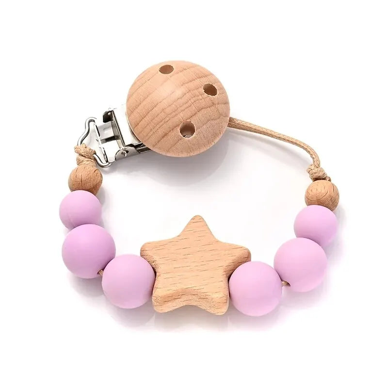 Speenketting ‘Color Pop’ – Hout & Siliconen Met Sterdetail