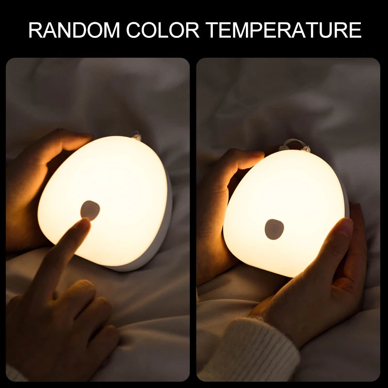 Qaca Warm Wit Zacht Led Nachtlampje Voor Verpleegkunde Leren Slaapkamer Decoratie Touch Sensor Draagbare Lamp Baby Kids Cadeau