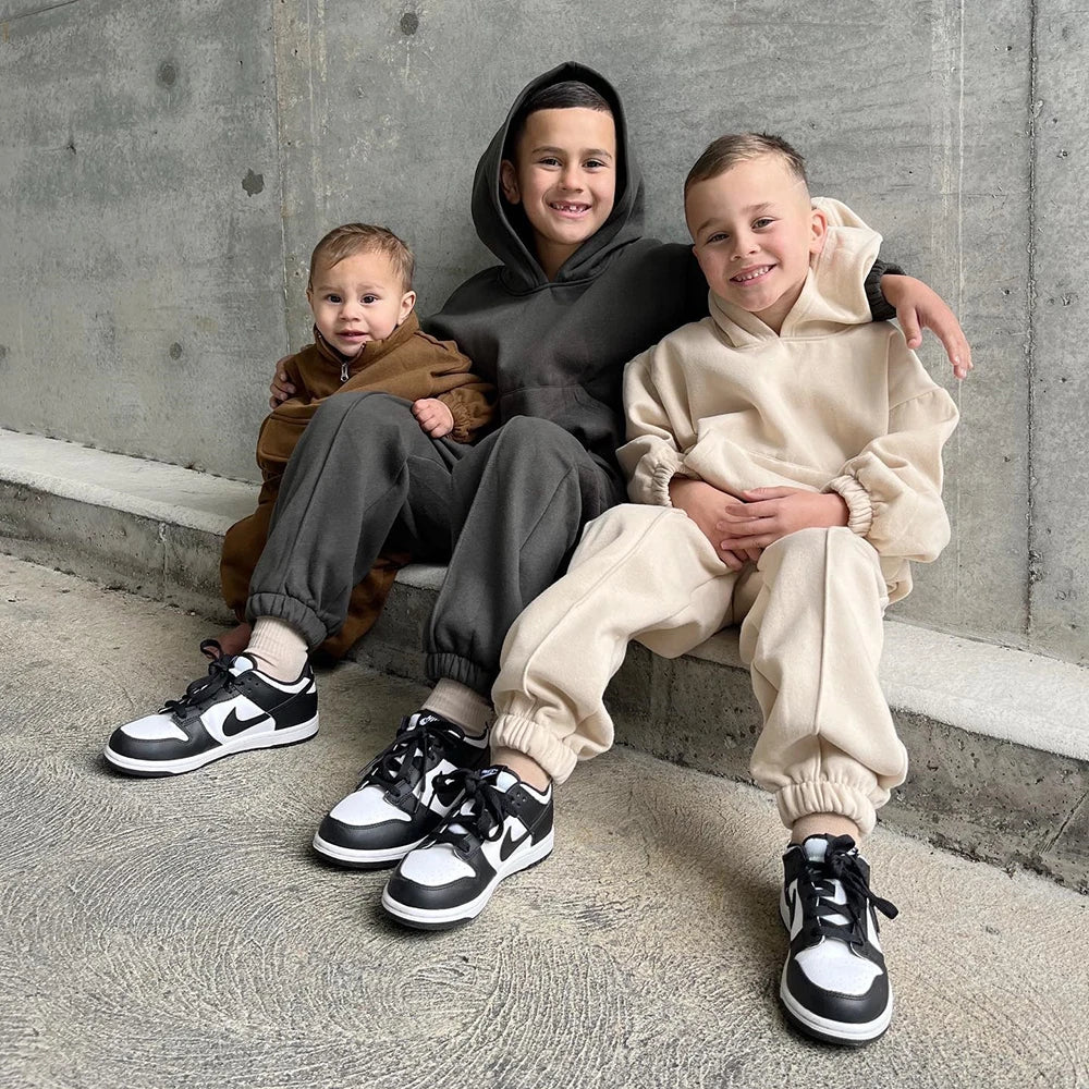 2-delig Warm Fleece Trainingspak – Hoodie & Broek Set voor Peuters (