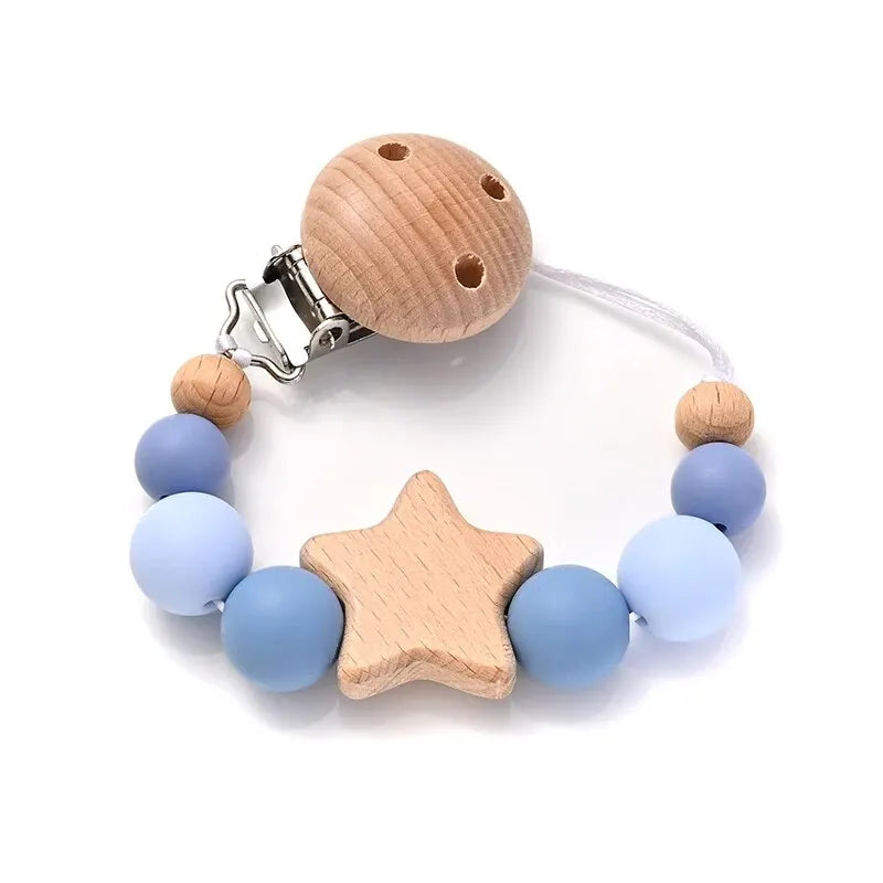 Speenketting ‘Color Pop’ – Hout & Siliconen Met Sterdetail
