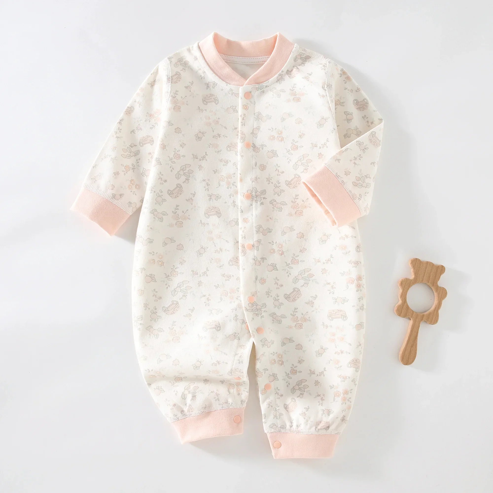Loungewear Baby Romper – 100% Katoen met Beertjespatch