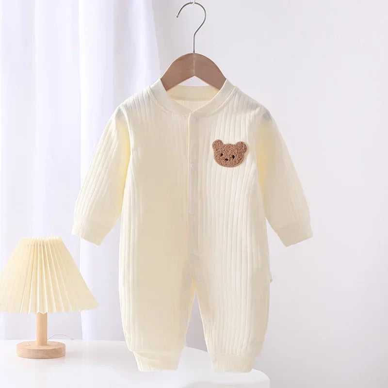 Loungewear Baby Romper – 100% Katoen met Beertjespatch