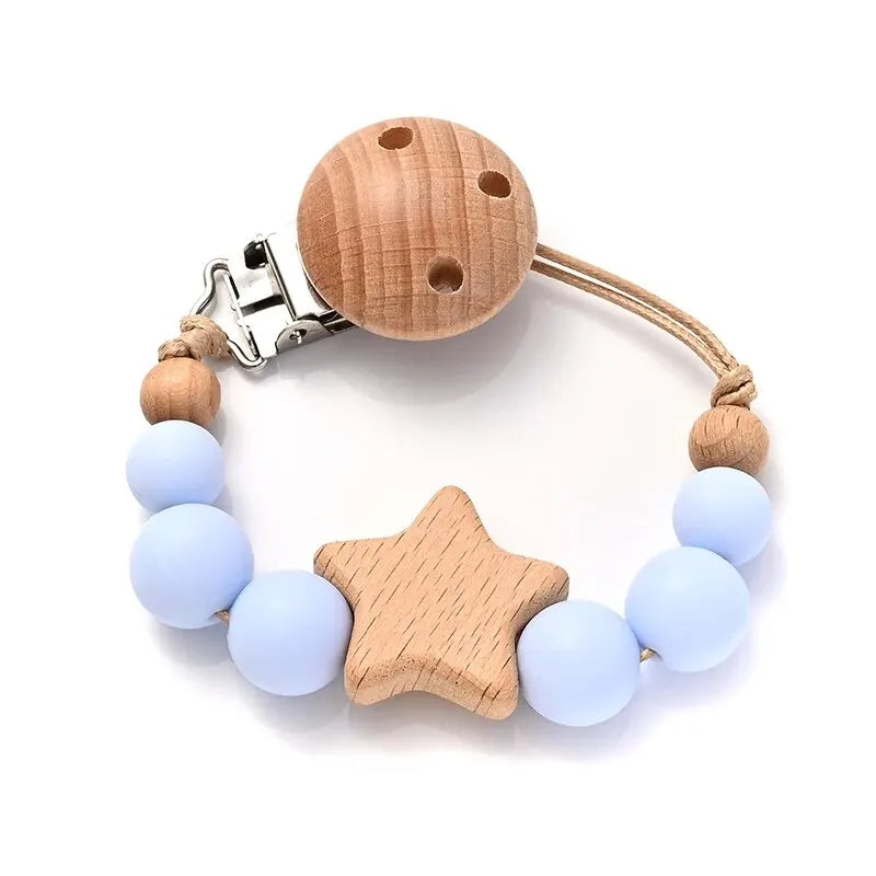 Speenketting ‘Color Pop’ – Hout & Siliconen Met Sterdetail