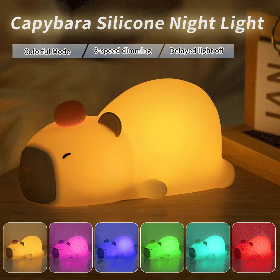 Siliconen LED Nachtlampje – Capybara &amp; Vriendjes