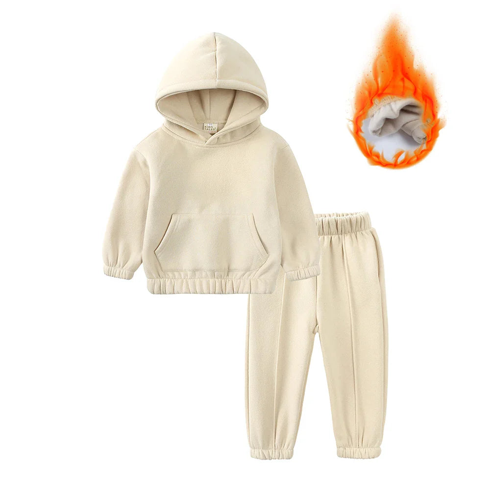 2-delig Warm Fleece Trainingspak – Hoodie & Broek Set voor Peuters (