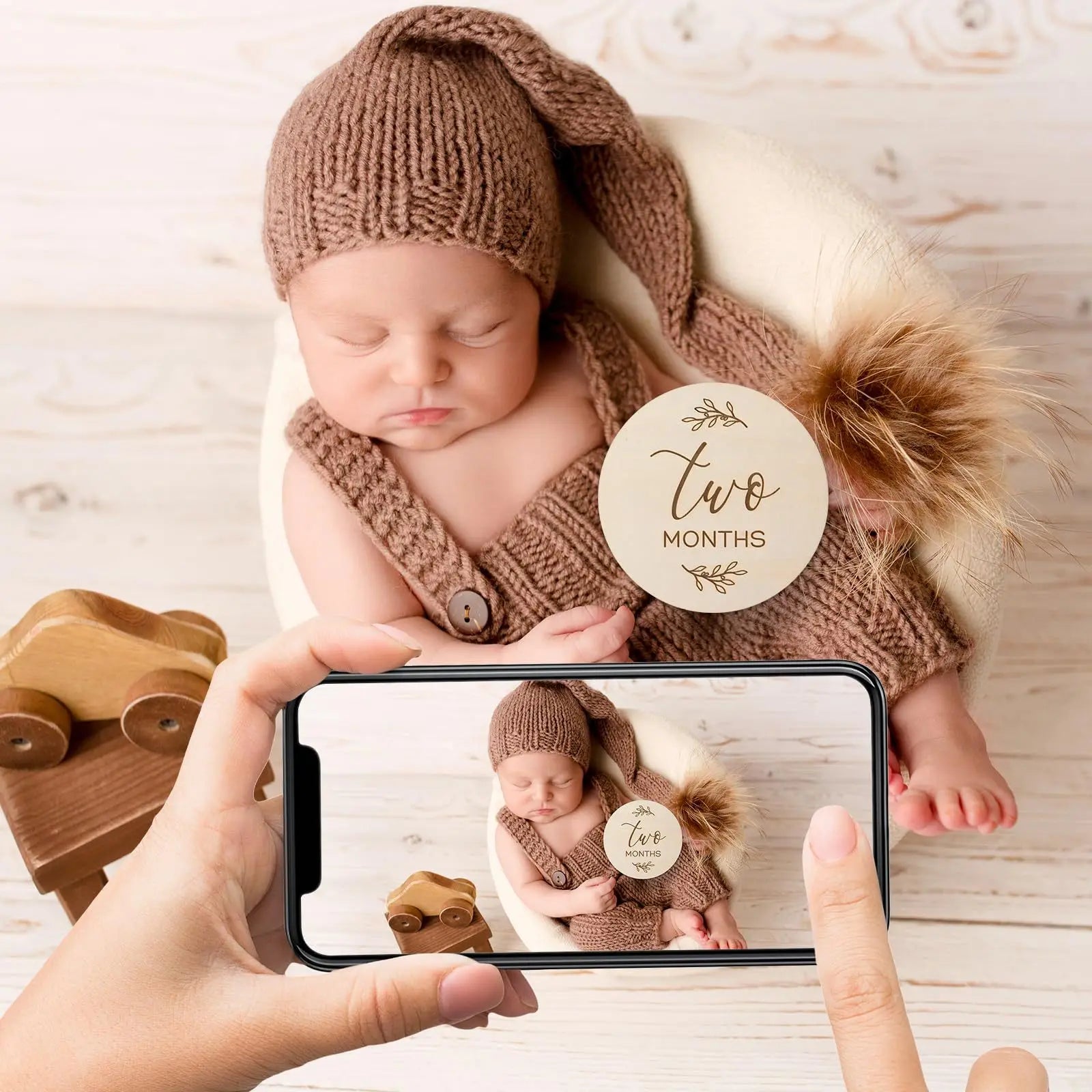 Baby Mijlpaal Kaarten Set – Houten Fotokaarten voor Onvergetelijke Eerste Momenten