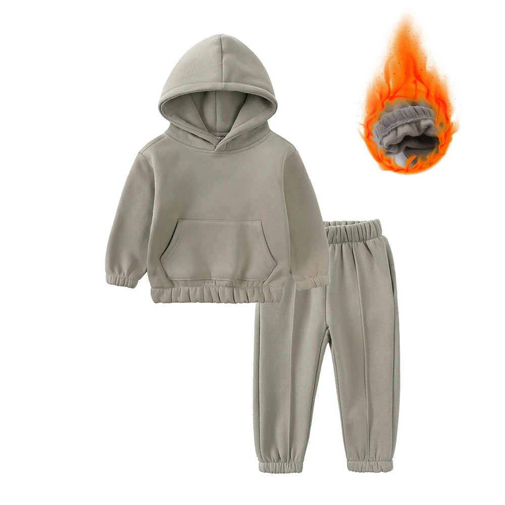 2-delig Warm Fleece Trainingspak – Hoodie & Broek Set voor Peuters (