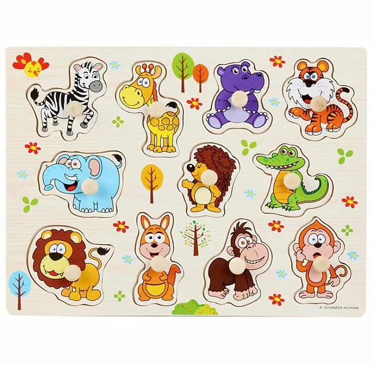 Montessori Houten Dierenpuzzel – Educatief Speelgoed met Handgrepen (30 cm)