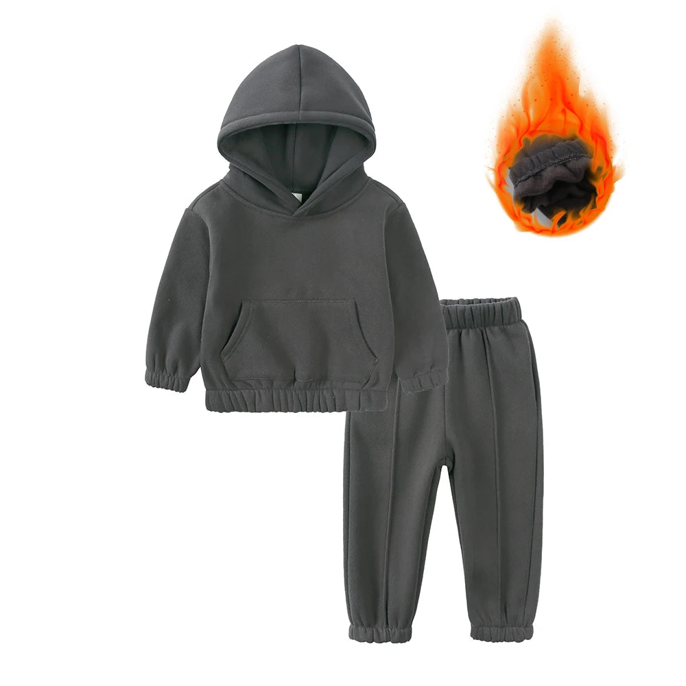 2-delig Warm Fleece Trainingspak – Hoodie & Broek Set voor Peuters (