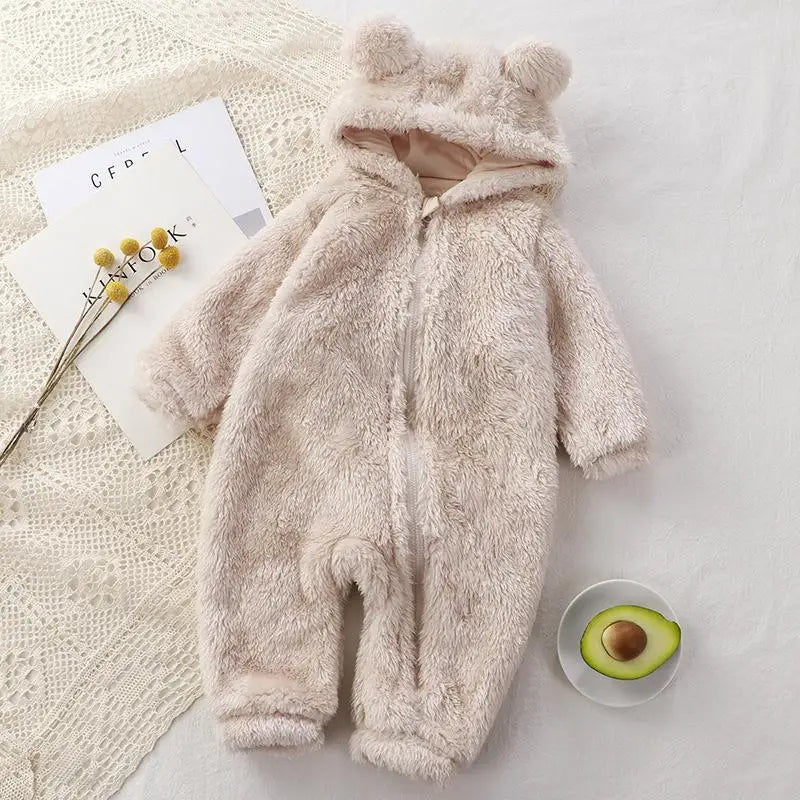 Warme Beren Onesie – Pluche Baby- &  Peuteroverall met Oortjes