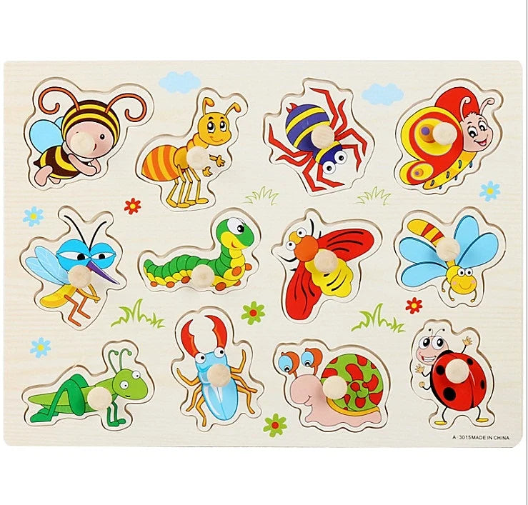 Montessori Houten Dierenpuzzel – Educatief Speelgoed met Handgrepen (30 cm)