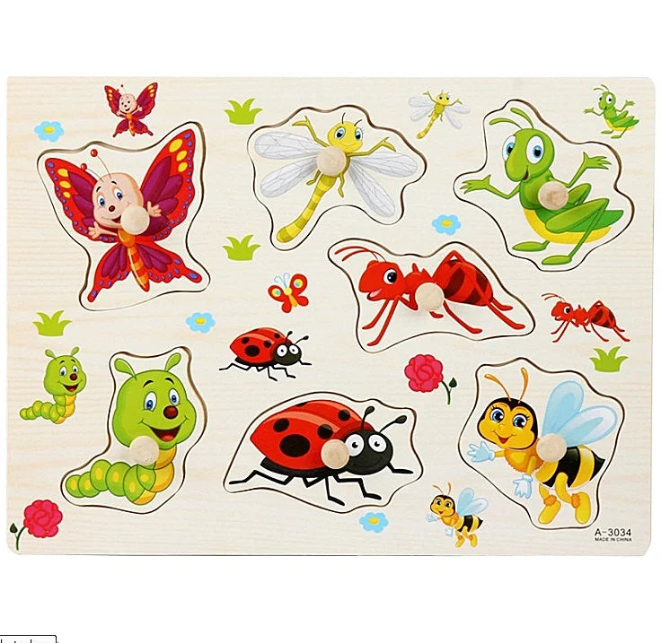 Montessori Houten Dierenpuzzel – Educatief Speelgoed met Handgrepen (30 cm)