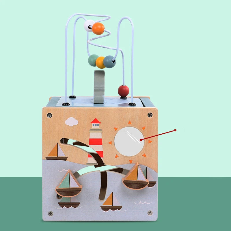 Montessori Houten Activiteitenkubus – 5-in-1 Educatief Speelgoed