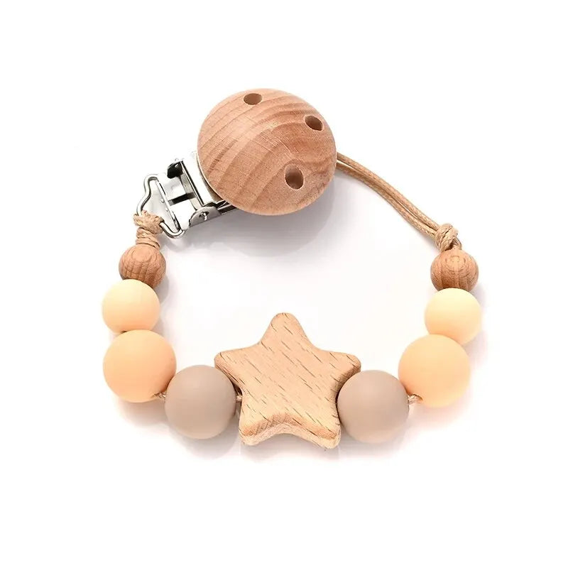 Speenketting ‘Color Pop’ – Hout &amp;amp; Siliconen Met Sterdetail