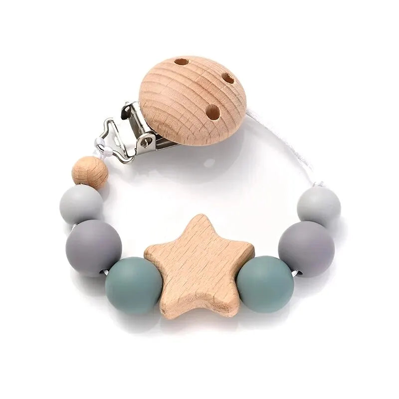 Speenketting ‘Color Pop’ – Hout & Siliconen Met Sterdetail