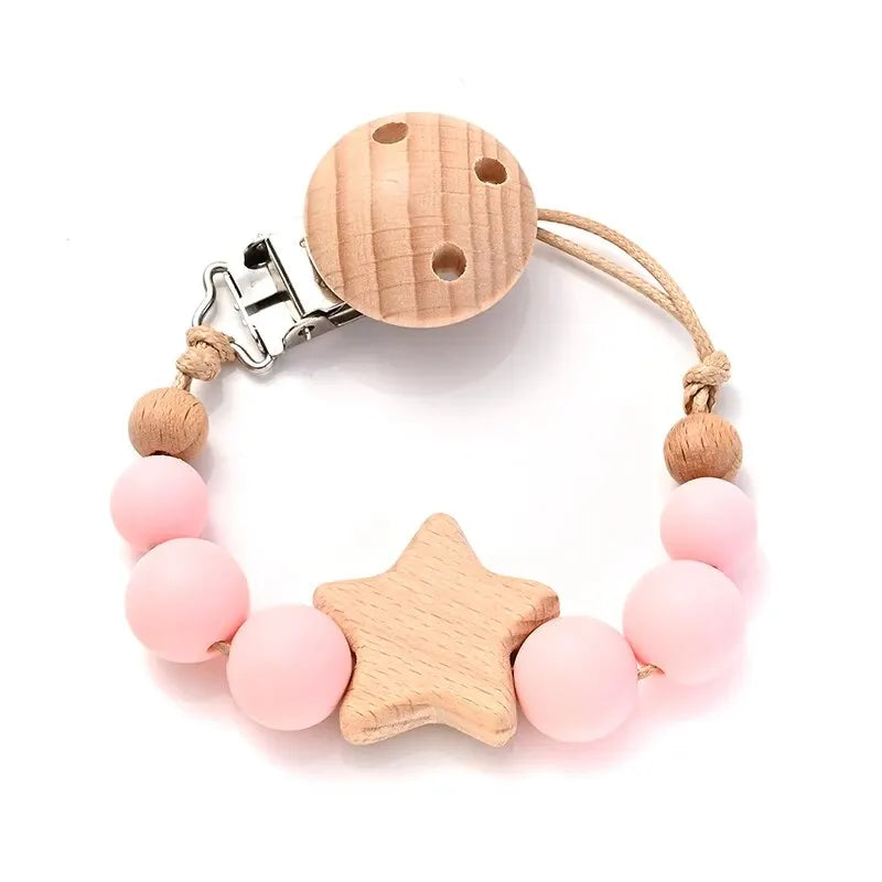 Speenketting ‘Color Pop’ – Hout &amp;amp; Siliconen Met Sterdetail