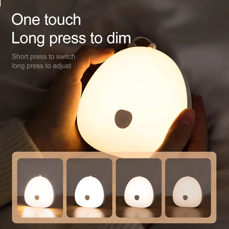Qaca Warm Wit Zacht Led Nachtlampje Voor Verpleegkunde Leren Slaapkamer Decoratie Touch Sensor Draagbare Lamp Baby Kids Cadeau