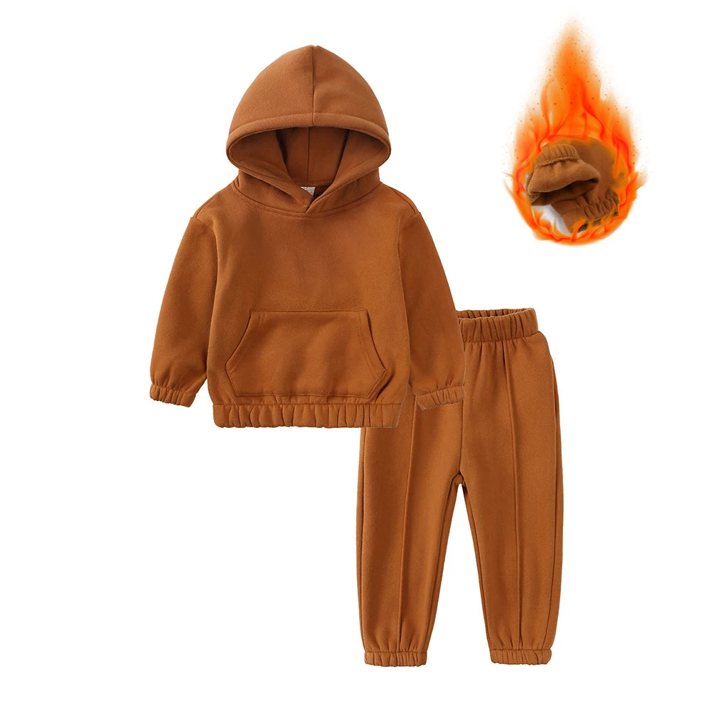 2-delig Warm Fleece Trainingspak – Hoodie & Broek Set voor Peuters (